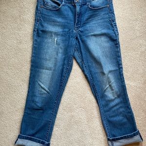 Vintage America distressed denim capris crop pants